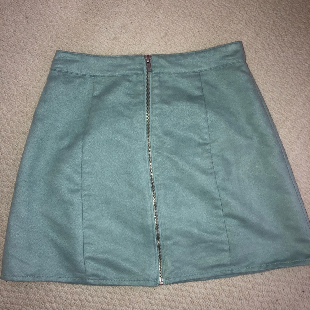 blue faux suede mini skirt